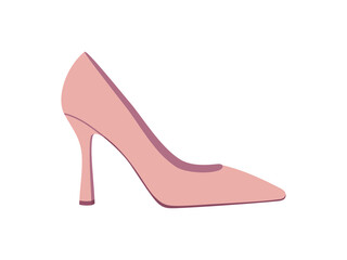 Pink woman high heel shoes. Stylish elegant footwear. Hand drawn vector illustration isolated on white background. Modern flat cartoon style.