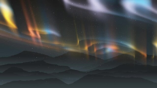 Motion graphics Northern Lights-Aurora Lights 4K Beautiful romance background. Full HD Video. Sky Time Lapse