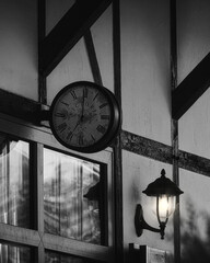 Clock - Railway Station - Vintage Lantern and Clock  - Alte Uhr mit Laterne am Bahnhof - High...