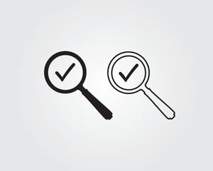 magnifying glass check mark icon vector