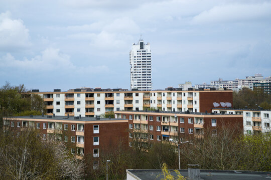 View over Kiel Mettenhof to the white giant