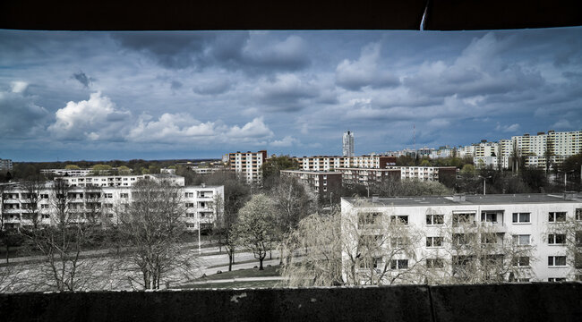 View over Kiel Mettenhof to the white giant