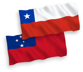 Fototapeta premium Flags of Independent State of Samoa and Chile on a white background