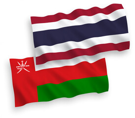 Flags of Sultanate of Oman and Thailand on a white background