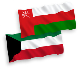 Flags of Sultanate of Oman and Kuwait on a white background