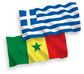 Flags of Greece and Republic of Senegal on a white background