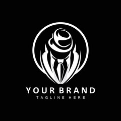 Mafia Logo Design, Tuxedo Suit Icon, Vector Businessman, Logo Detective, Brand Label