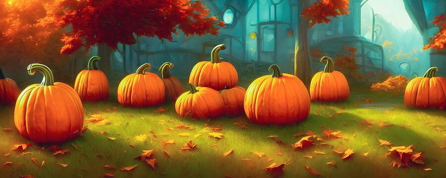 Artistic concept painting of a pumpkins vegetables , background illustration.