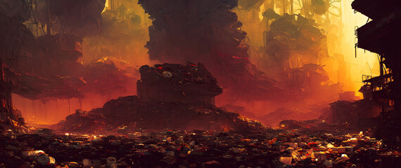 Artistic concept painting of a garbage on the ground , background illustration.