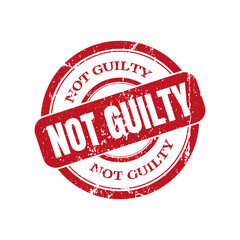 not guilty round red grunge stamp