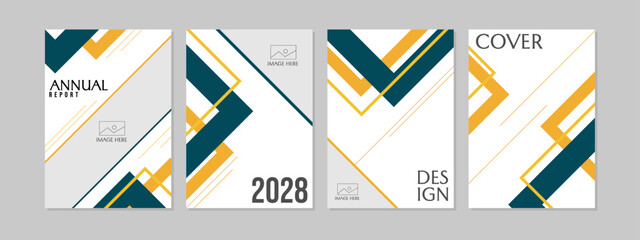 Annual report design set.elegant design with abstract triangle shape. Leaflet presentation, book cover templates, layout in A4 size. vector.