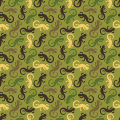 Seamless pattern with lizard. Camouflage vector background.
