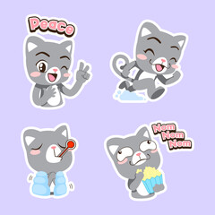 cute little cat vector sticker set