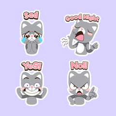 cute little cat vector sticker set