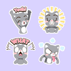 cute little cat vector sticker set