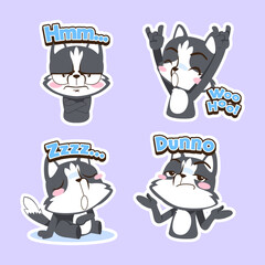 cute japanese dog vector sticker set