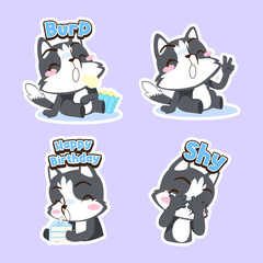 cute japanese dog vector sticker set