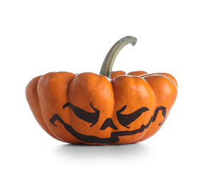 Halloween Jack-O-Lantern pumpkin on white background