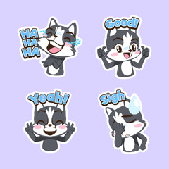 cute japanese dog vector sticker set