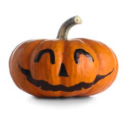 Halloween Jack-O-Lantern pumpkin on white background