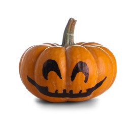 Halloween Jack-O-Lantern pumpkin on white background