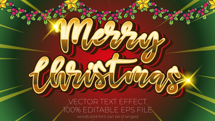text effect of Merry Christmas vector illustration