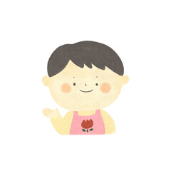 水彩画　ご案内　保育士の男性　手描きイラスト素材