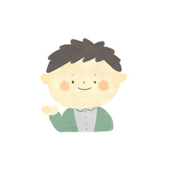 水彩画　ご案内　男性の手描きイラスト素材