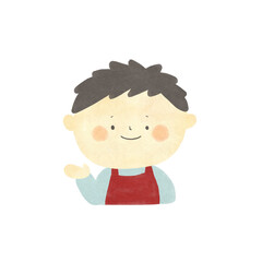 水彩画　ご案内　スーパーの店員　手描きイラスト素材