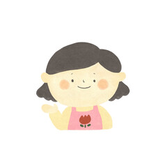 水彩画　ご案内　保育士の女性　手描きイラスト素材