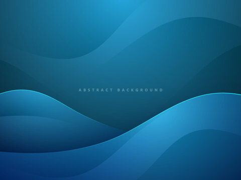 Modern Blue Paper Cut Abstract Background With Futuristic Wave Pattern