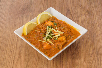 Indian curry cousine on wood