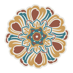 Coloured Bohemian Ornament Icon, Mandala SignsFor Decoration, Indian Style Lace, Mystical Icon, Flower Crochet