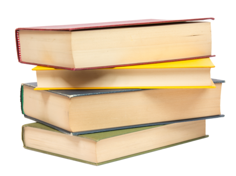 Stack of books. Transparent background, png