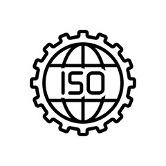 Black line icon for iso certificate 