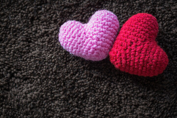 Obraz premium vintage soft tone of abstract Red and Pink Heart Knitting for valentine 's day. Love concept.