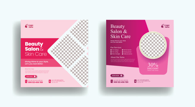 Beauty spa center Makeup Social media post Banner ad template suitable for website banner ads Square Flyer Template Design