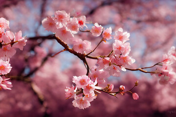 Realistic Sakura background, AI render.