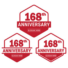 Set of 168 years Anniversary logotype design. 168th birthday celebration logo collection. Set of anniversary design template. Vector illustration.