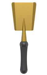 Garden shovel or trowel with wooden handle on white background, summer camping