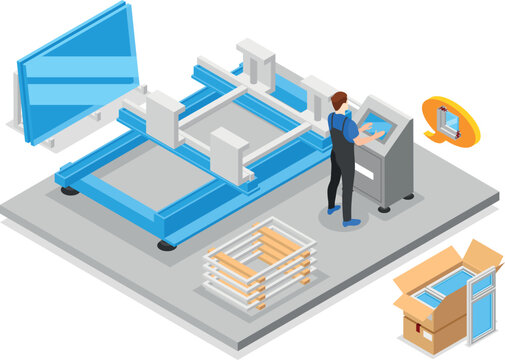 Plastic Windows Isometric Composition