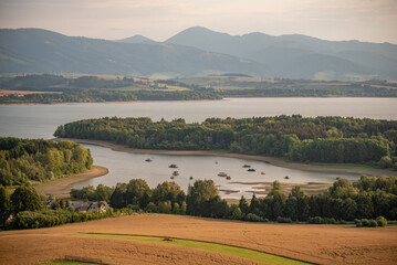 Fototapeta premium landscape with lake and mountains