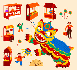 CNY market fair elements set