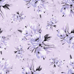  Abstract seamless floral delicate pattern painted flowers