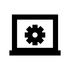 Laptop Settings Flat Vector Icon