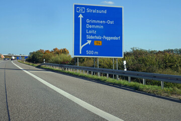 Autobahnschild Stralsund