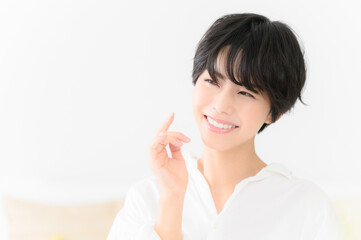 Beautiful woman taking care of her skin