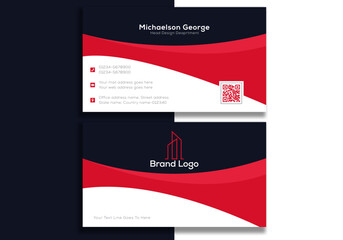 Maroon red dark blue white abstract business card design template corporate company id business branding card