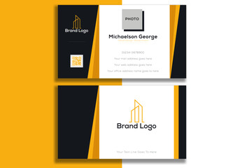 Yellow dark yellow dark black blue abstract business card design template corporate company id business branding card