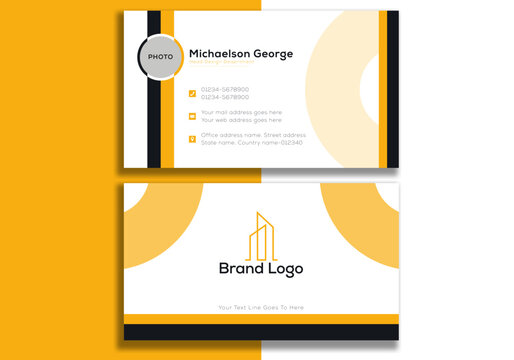 Yellow light dark black blue abstract business card design template corporate company id business branding card